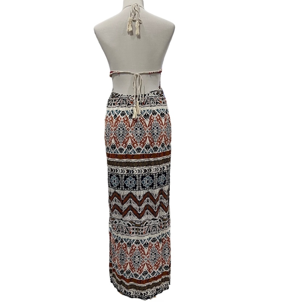 Flying Tomato Sleeveless Beige Crochet Printed Maxi Dress M - Picture 2 of 7